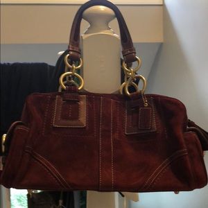Coach red suede handbag